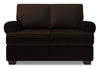 Causeuse personnalisable Roll de Sofa Lab de 64 po fabriquée au Canada en tissu d’apparence lin avec accoudoirs enroulés - brun Luxury Chocolate