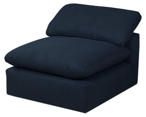 Fauteuil modulaire sans accoudoirs Eclipse en tissu d'apparence lin - bleu marine