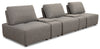 Sofa sectionnel modulaire Modera 5 pièces en tissu d'apparence lin avec 2 consoles -gris