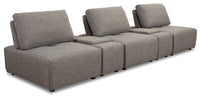  Sofa sectionnel modulaire Modera 5 pièces en tissu d'apparence lin avec 2 consoles -gris