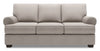 Sofa-lit personnalisable Roll de Sofa Lab de 86 po fabriqué au Canada en tissu d’apparence lin gris Pax Slate avec accoudoirs enroulés