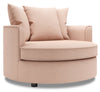 Fauteuil d’appoint Cuddler de Sofa Lab personnalisable de 48 po fabriqué au Canada en tissu d’apparence lin rose Pax Rose