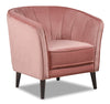 Fauteuil d’appoint Brinley de 29 po en tissu de velours rose avec pattes en bois