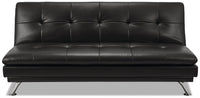  Futon June de 73,2 po en tissu d’apparence cuir avec mécanisme Klik Klak, pattes en métal et capitonnage - noir