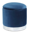 Pouf de rangement Phebe de 16,5 po avec base à bordures dorées - bleu marine