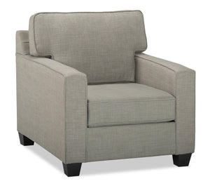 Fauteuil Sawyer en tissu d'apparence lin - gris clair