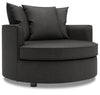 Fauteuil d’appoint enveloppant Sofa Lab personnalisable de 48 po fabriqué au Canada en tissu d’apparence lin - gris Luna Kohl