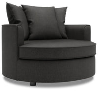  Fauteuil d’appoint enveloppant Sofa Lab personnalisable de 48 po fabriqué au Canada en tissu d’apparence lin - gris Luna Kohl