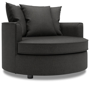 Fauteuil d’appoint Cuddler de Sofa Lab personnalisable de 48 po fabriqué au Canada en tissu d’apparence lin gris Luna Kohl