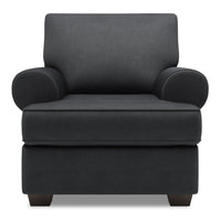  Fauteuil Roll de Sofa Lab personnalisable de 42 po fabriqué au Canada en tissu d’apparence lin avec accoudoirs enroulés - gris Pax Pepper