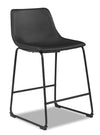 Tabouret Cole de hauteur comptoir en tissu de cuir végétalien et en métal - noir