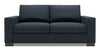 Sofa personnalisable Track de Sofa Lab de 75 po de format condo fabriqué au Canada en tissu d’apparence lin bleu Luna Sailor 