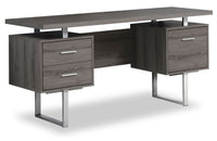 Bureau réversible Teagan de 60 po à 3 tiroirs - gris foncé