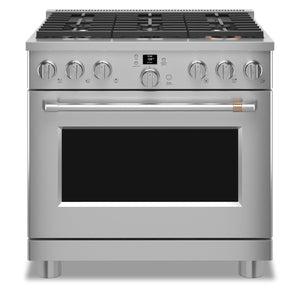 Cuisinière intelligente à gaz Café de 6,2 pi³ avec convection européenne véritable et grilles autonettoyantes - acier inoxydable - CGY366P2TS1