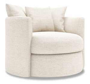 Fauteuil d’appoint pivotant Nest de Sofa Lab personnalisable de 41 po fabriqué au Canada en tissu de chenille beige Luxury Sand