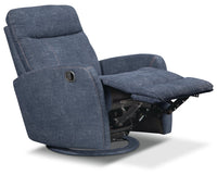  Fauteuil pivotant, coulissant et inclinable Jeffrey de 30,3 po en tissu de velours bleu indigo