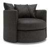 Fauteuil d’appoint pivotant Nest de Sofa Lab personnalisable de 41 po fabriqué au Canada en tissu d’apparence lin gris Luna Kohl