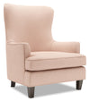 Fauteuil d’appoint à oreilles Sofa Lab personnalisable de 32 po fabriqué au Canada en tissu d’apparence lin rose Pax Rose