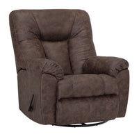  Fauteuil berçant, pivotant et inclinable 4703 en tissu d'apparence cuir - ranger café 