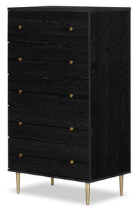  Commode verticale somptueuse Lake de 29 po (L) x 52 po (H) à 5 tiroirs pour la chambre à coucher, fabriquée au Canada - noire