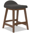 Tabouret Jovi de hauteur comptoir en tissu d’apparence lin et en bois - anthracite