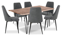  Ensemble de salle à manger Miya 7 pièces en acacia et métal avec table de 60 po (L), bordures Live Edge et 6 chaises - anthracite