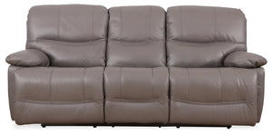 Sofa à inclinaison électrique Franco de 89 po en cuir véritable gris