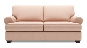 Sofa personnalisable Roll de Sofa Lab de 76 po de format condo fabriqué au Canada en tissu d’apparence lin rose Pax Rose