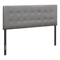  Tête de lit rembourrée Estel en tissu de cuir végétalien gris avec capitonnage à boutons - format grand lit