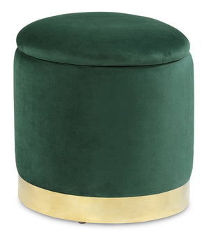 Pouf de rangement Phebe de 16,5 po avec base à bordures dorées - vert