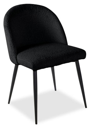 Chaise de salle à manger Bali en tissu bouclé et en métal - noire