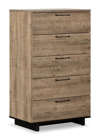  Commode verticale Everley de 29 po (L) x 49 po (H) à 5 tiroirs pour la chambre à coucher - brune