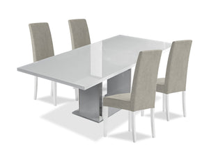 Ensemble de salle à manger moderne Raia 5 pièces avec table de 71 po (L), base piédestal et 4 chaises - blanc