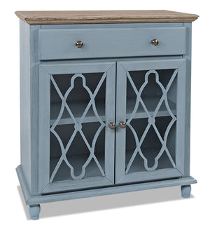 Armoire décorative Carmine de 31 po avec portes en verre - bleue