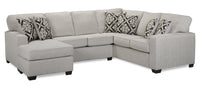  Sofa sectionnel de gauche Verona 2 pièces en tissu d'apparence lin brossé - beige