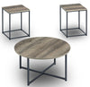 Ensemble 3 tables rustiques Wadeworth de 31,5 po (table à café et 2 tables de bout) - taupe avec pattes en métal