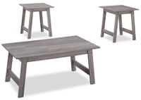 Ensemble 3 tables modernes Jacey de 36 po (table à café et 2 tables de bout) - gris