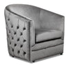 Fauteuil d’appoint Lynn de style gondole de 32,5 po en tissu de velours gris avec capitonnage et bordure de clous décoratifs