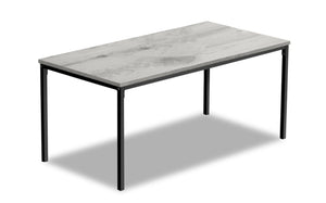 Table à café moderne Ariella de 40 po - dessus gris avec pattes en métal noir