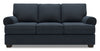 Sofa-lit personnalisable Roll de Sofa Lab de 86 po fabriqué au Canada en tissu d’apparence lin bleu Luna Sailor avec accoudoirs enroulés