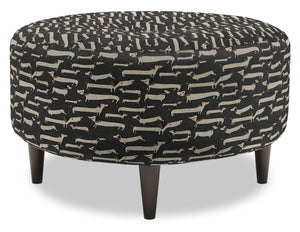 Pouf personnalisable The Curve de Sofa Lab de 31 po fabriqué au Canada en tissu - Peppercorn multicolore