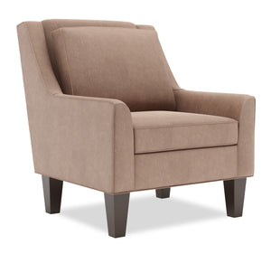 Fauteuil d’appoint club Sofa Lab personnalisable de 29 po fabriqué au Canada en tissu d’apparence lin brun Pax Wicker avec pattes en bois