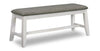 Banc de salle à manger Echo de 47,24 po (L) en bois avec tissu d’apparence lin - gris et blanc