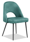 Chaise de salle à manger Bay de Kort & Co. en tissu de cuir végétalien et en métal - turquoise