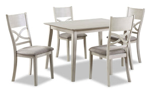 Ensemble de salle à manger Shae 5 pièces avec table de 48 po (L) et 4 chaises - blanc antique