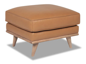 Pouf Vivia en cuir véritable de qualité supérieure - caramel