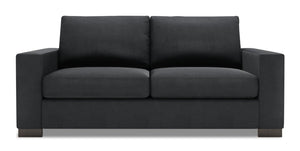 Sofa personnalisable Track de Sofa Lab de 75 po de format condo fabriqué au Canada en tissu d’apparence lin gris Pax Pepper 