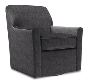 Fauteuil d’appoint pivotant Sofa Lab personnalisable de 31 po fabriqué au Canada en tissu de chenille gris Luxury Charcoal