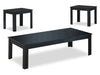 Ensemble 3 tables modernes Kiana de 44 po (table à café et 2 tables de bout) - noir 