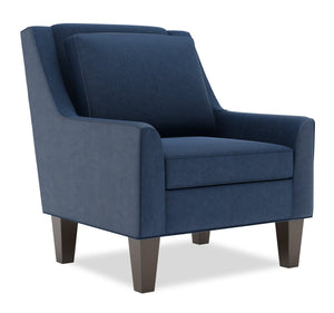 Fauteuil d’appoint club Sofa Lab personnalisable de 29 po fabriqué au Canada en tissu d’apparence lin bleu Pax Navy avec pattes en bois